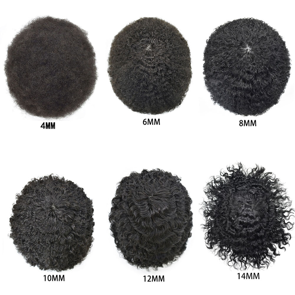 Afro Toupee for Black Men Kinky Curly Hair Units for Man Brazilian Human Hair