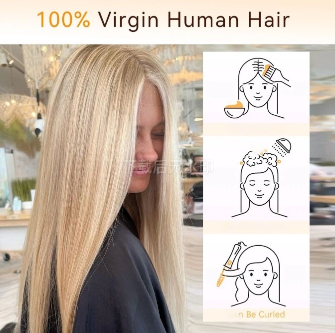 200 Density Highlight Blonde Straight 100% Virgin Hair Wig 13×4 Lace Front Wig