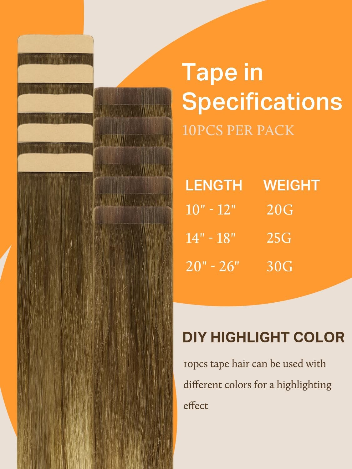 DOORES Medium Brown Highlighted Dirty Blonde 10″ 20g Human Hair Extensions
