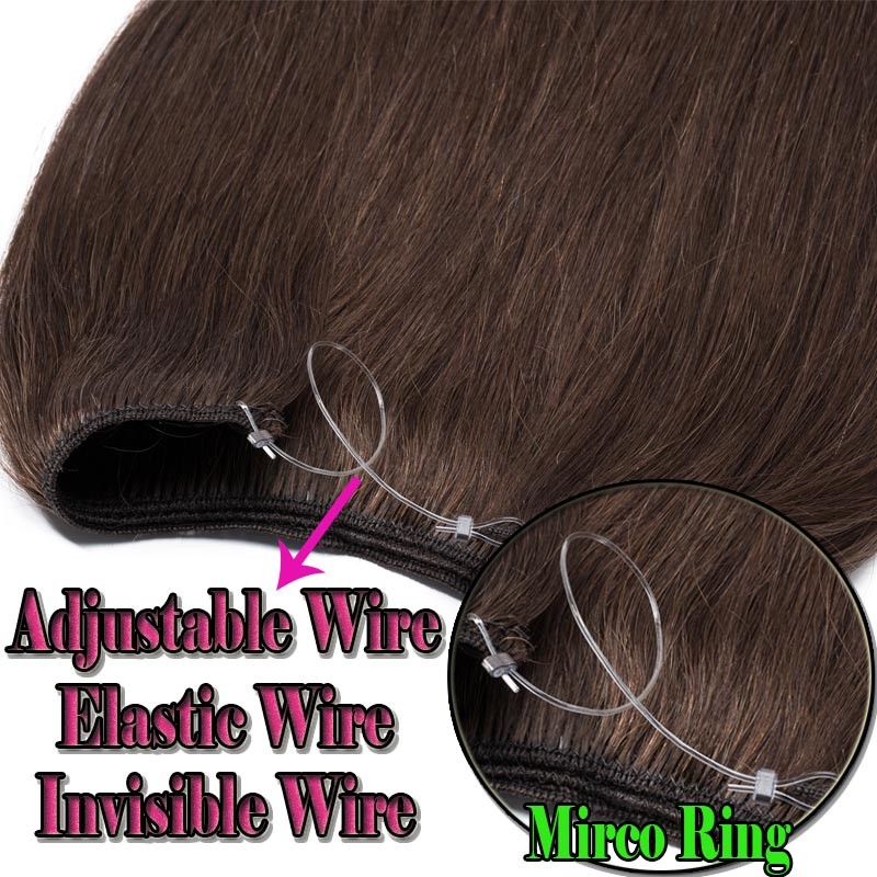 CLEARANCE Ring Wire In Remy Human Hair Extensions Hidden Headband Clip One Piece