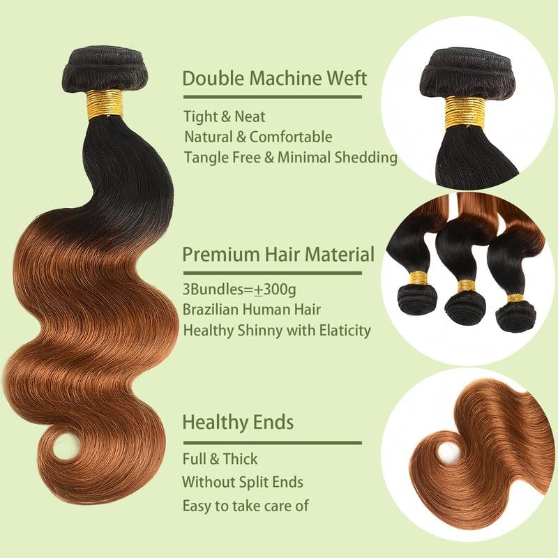 Ombre Blonde Bundles Human Hiar 26 28 30inch Body wave Hair Weave for Black B…