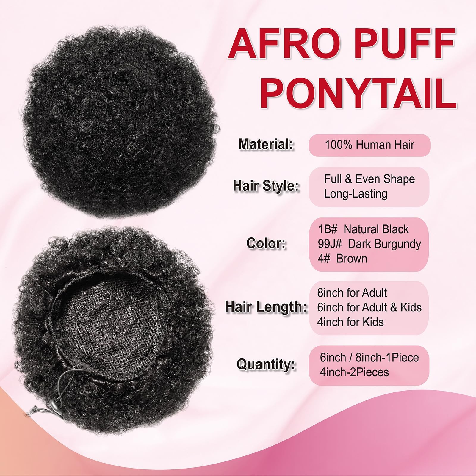 Afro Puff Ponytail 6 Inch 100% Virgin Human Hair Drawstring Extension – Natural