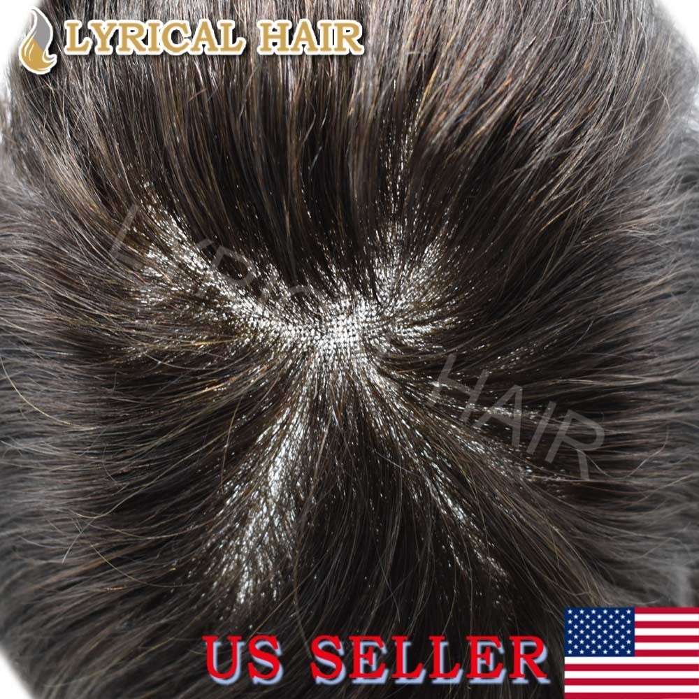 US French Lace Front Mens Toupee Human Hair Natural Hairline Durable Hair System