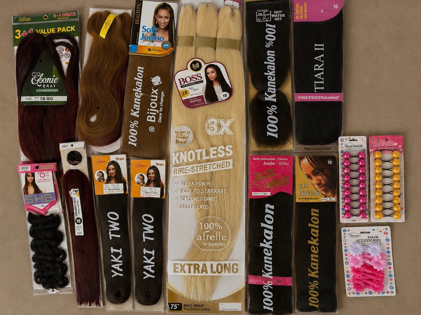 Mixed Hair Extension Braiding Hair Lot Kanekalon Bobbi Boss Yaki Jumbo Weave