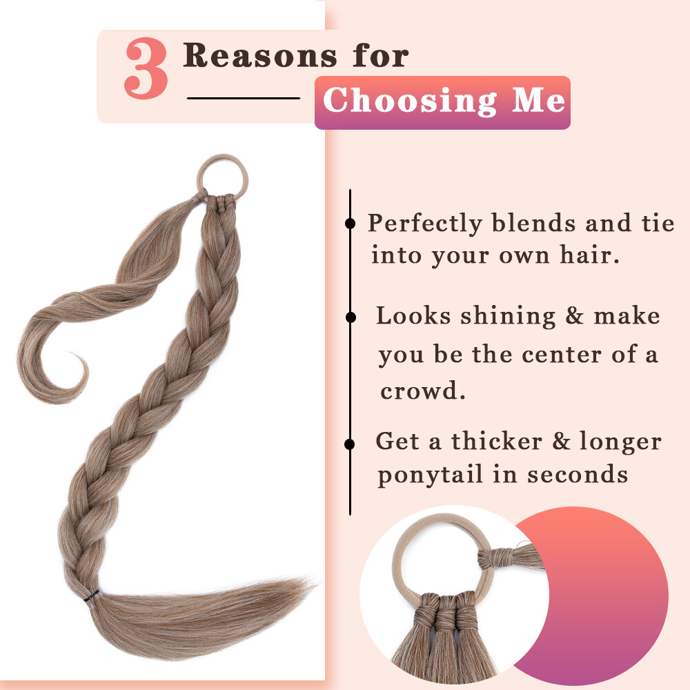 Mega Long 34in DIY Braids Ponytail Tie Wrap On Braid Pony Tail Hair Extensions