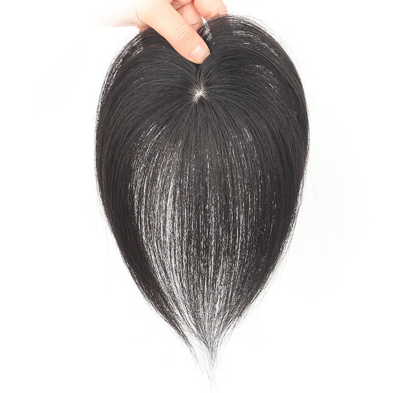 Silk Base Straight Clip In Human Hair Toppers For Loss Thin Hair Replacement