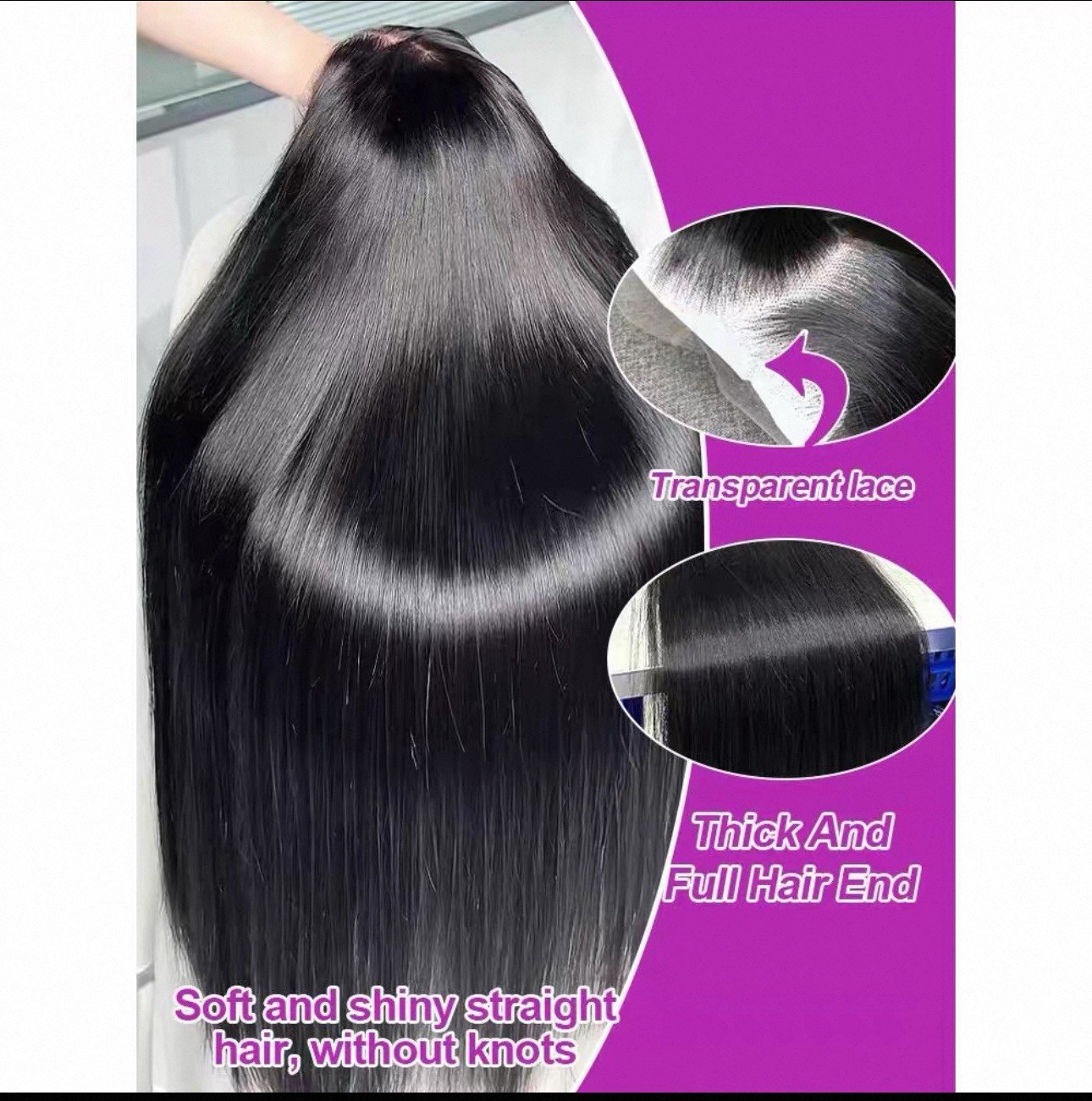 200% Density Straight Lace Front Wig – HD Transparent Lace – Human Hair Look