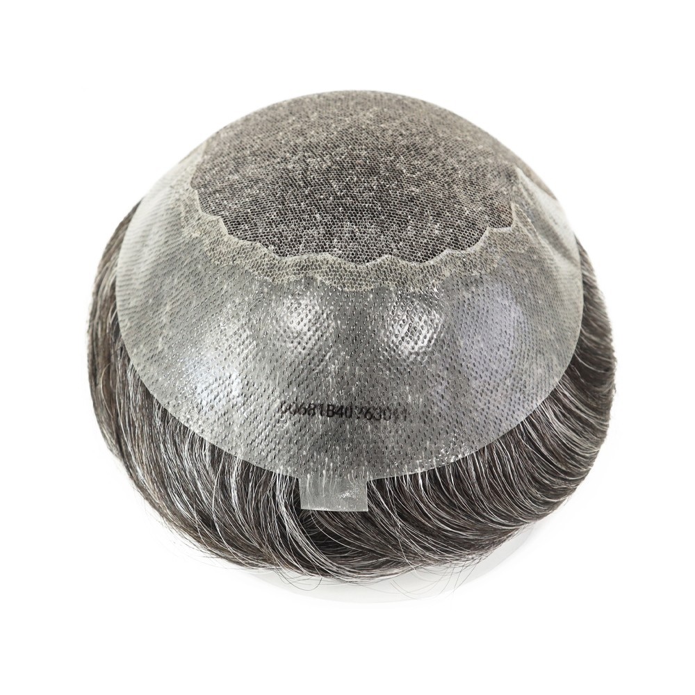 Toupee for Men Human Hair Systems French Lace Unit Durable Hair Pieces Q6#1B40