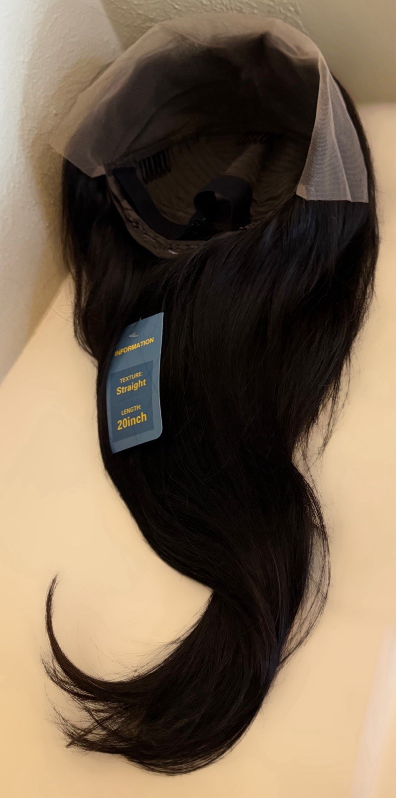 Brand New W/Tags,Beautiful,Jet Black,20 Inch,Straight,100% Human Hair,LF Wig