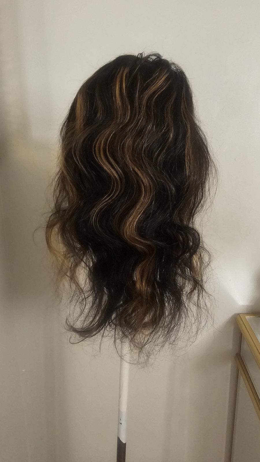 High Quality 24″ dark Brown With Ombre Highligh 100% Virgin Human Hair Lace Wig