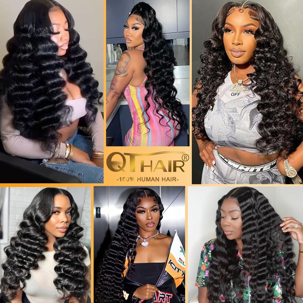 Qthair 18A Brazilian Virgin Hair Loose Deep Wave Human Hair Bundles 100
