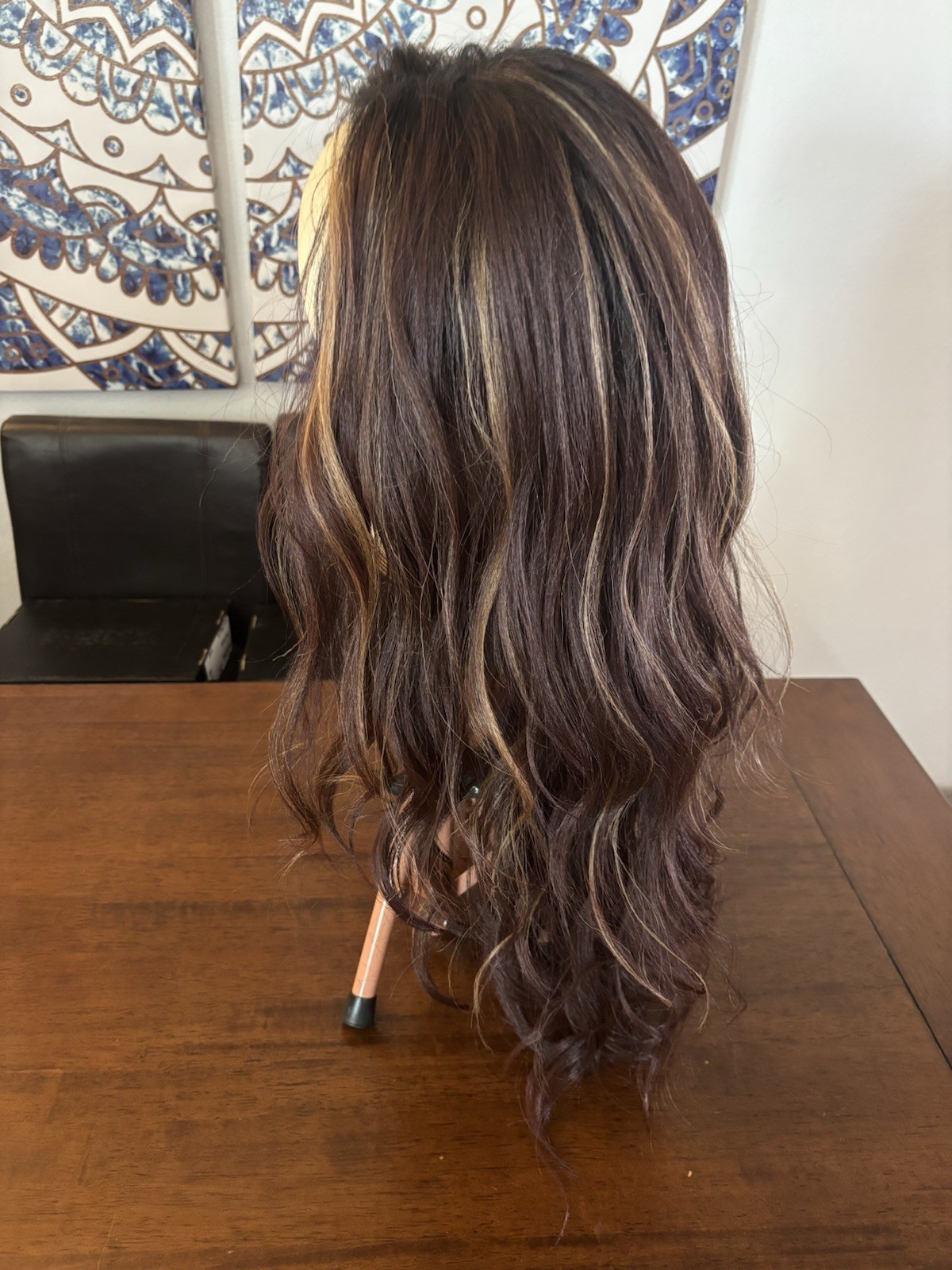 Luxury Lace Front Free Part Synthetic Heat Safe Brunette With Highlights ￼