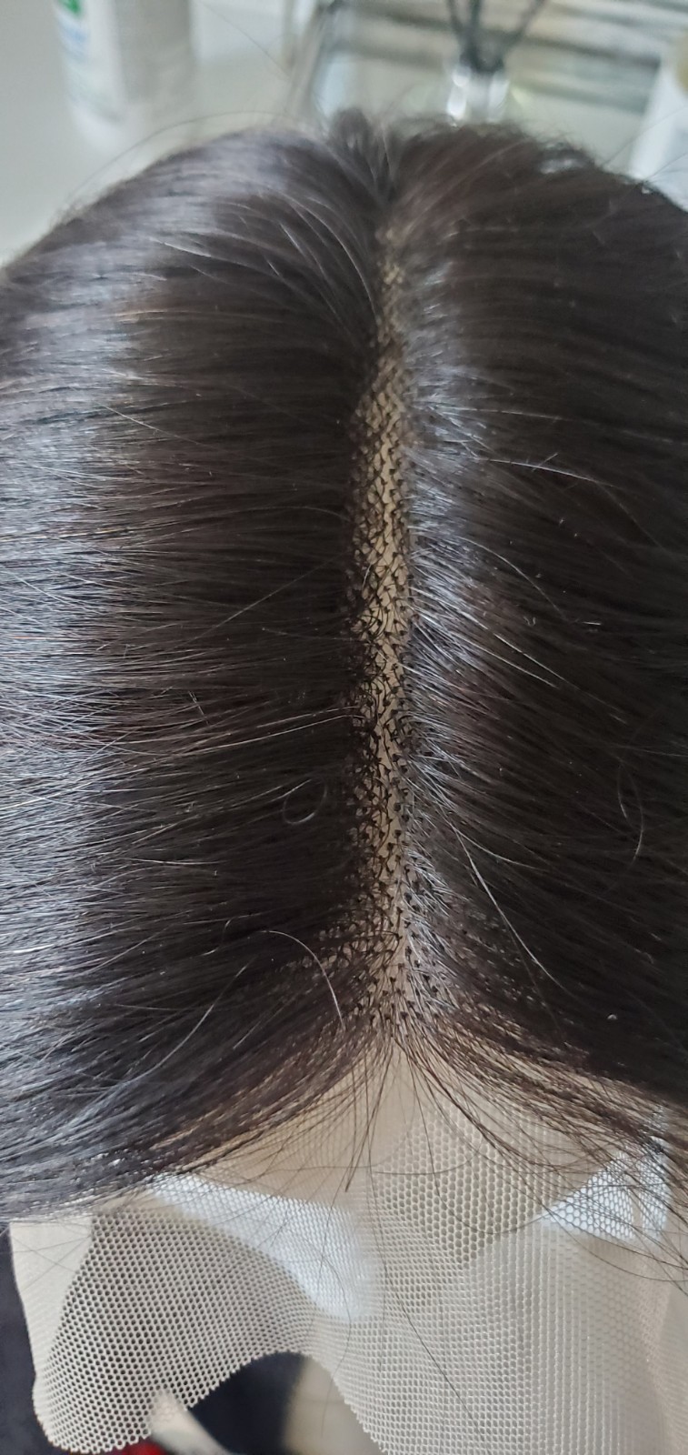 Human Hair Lace Part Wig 14” soft black / darkest brown Adjustable Straps