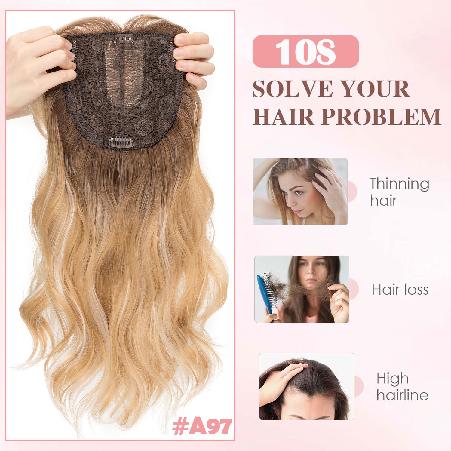 USA 6*6in Hair Topper Clip In Hair Extension with Bangs Lace Toupee Natural Hair