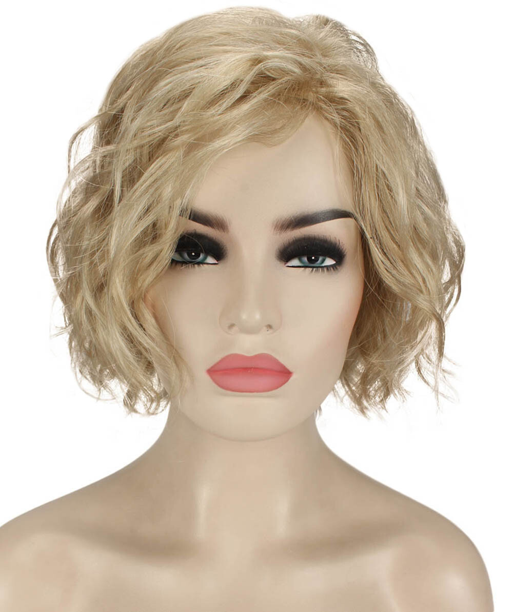 Marlene – Srraight Kanekalon Synthetic Fiber Full Wig, 4-10 in, Light Blonde