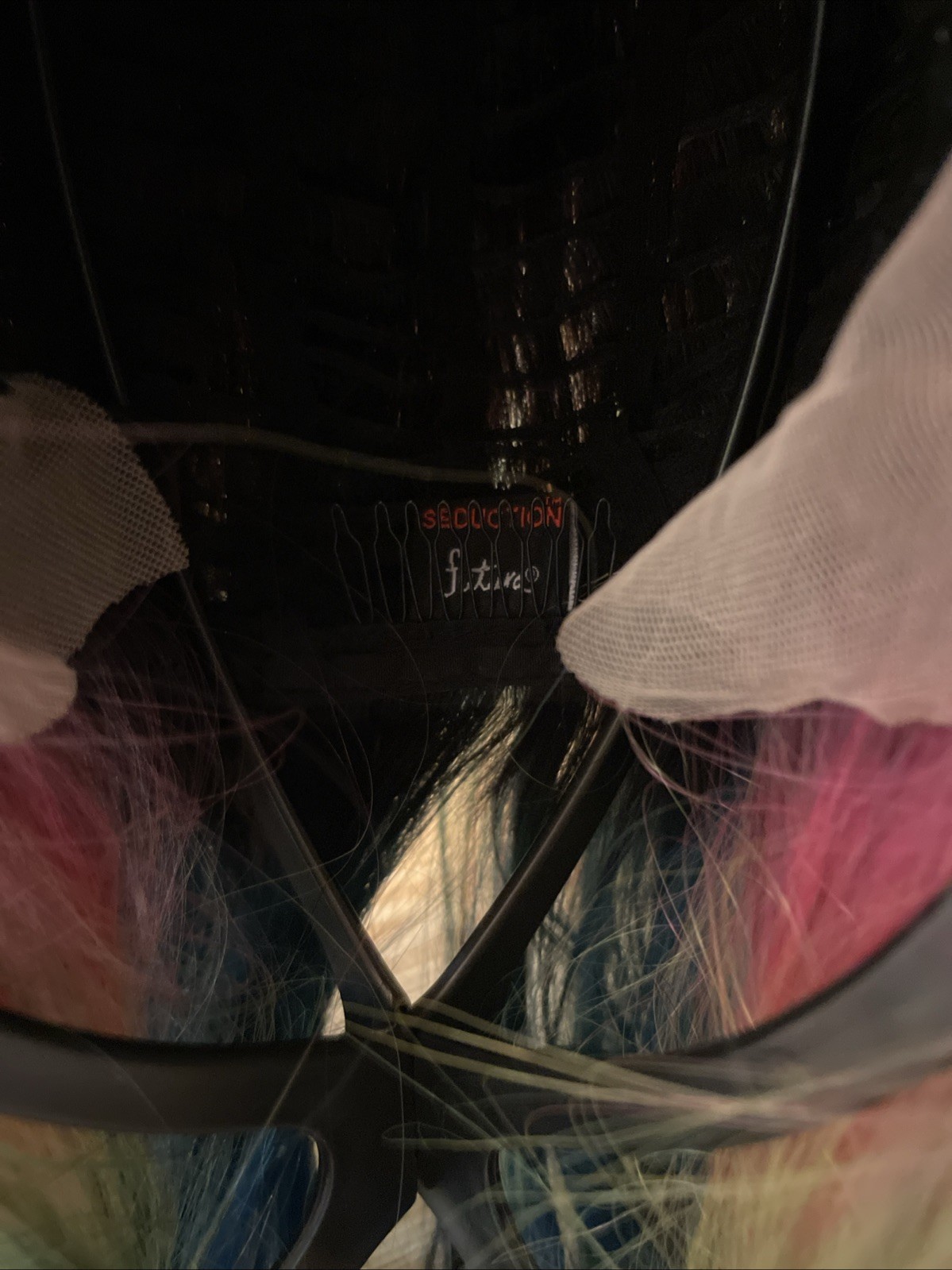 Straight Black Synthetic Lace front deep Part Wig With Rainbow Ombré