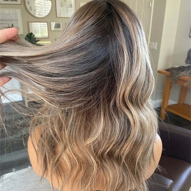 Ombre Caramel Brown Highlight Lace Front Human Hair Wigs