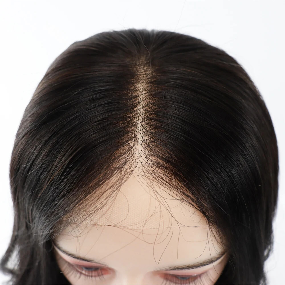 26″ Long HD Transparent Lace Closure Topper Human Hair Women Toupee Loose Wave