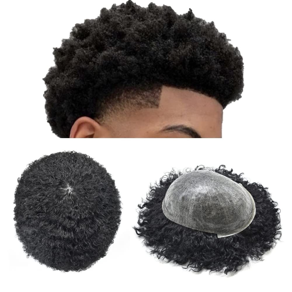LYRICAL HAIR Hair Uints for Black Men 8mm Wave Kinky Curly Human Hair Full Poly