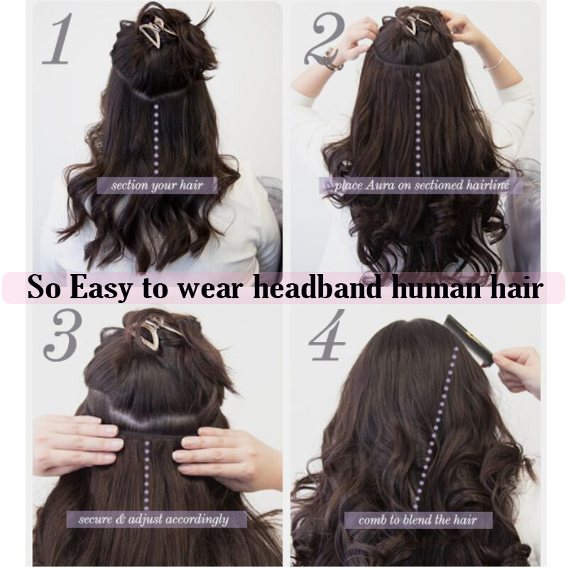 CLEARANCE Clip In Weft Wire Remy Human Hair Extensions Hidden Headband 12-24Inch