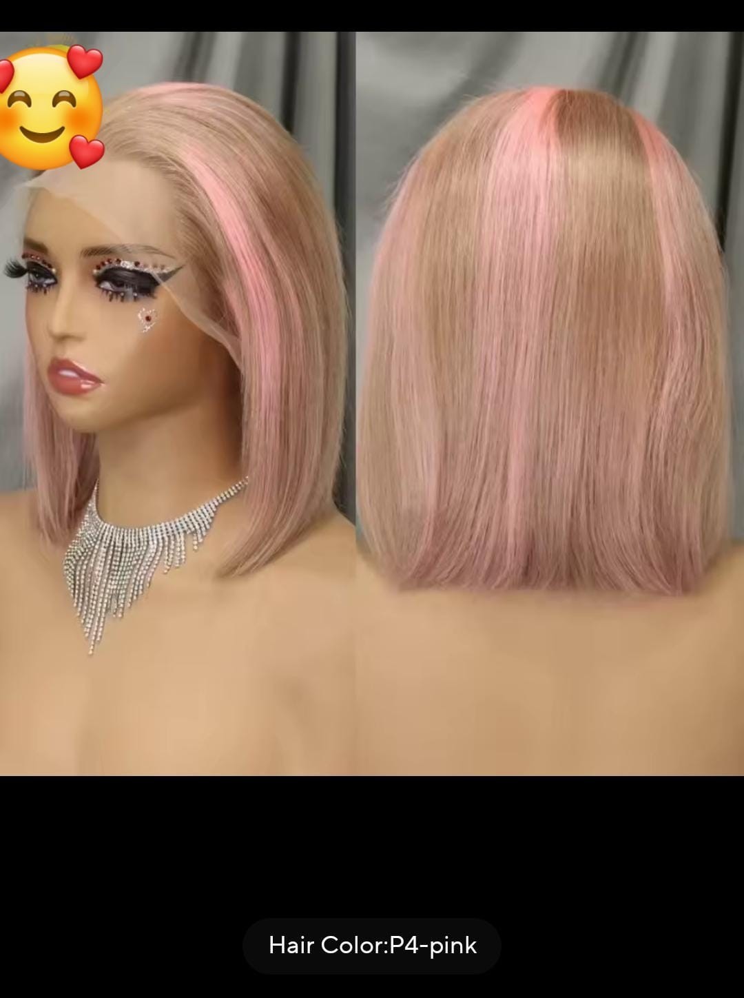 Lace Front Straight Synthetic Bob Wig Preplucked Multi Colors With Baby Hair