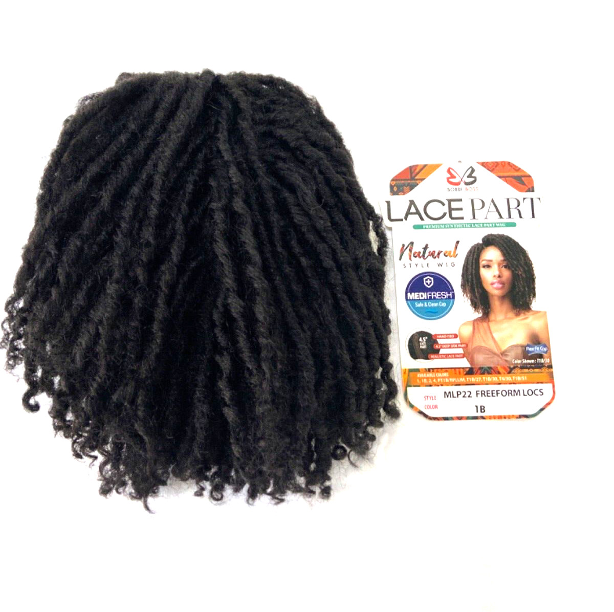 BOBBI BOSS 1B Natural Wig Medi fresh Cap 4.5in Lace Part -MLP22 FREEFORM LOCS