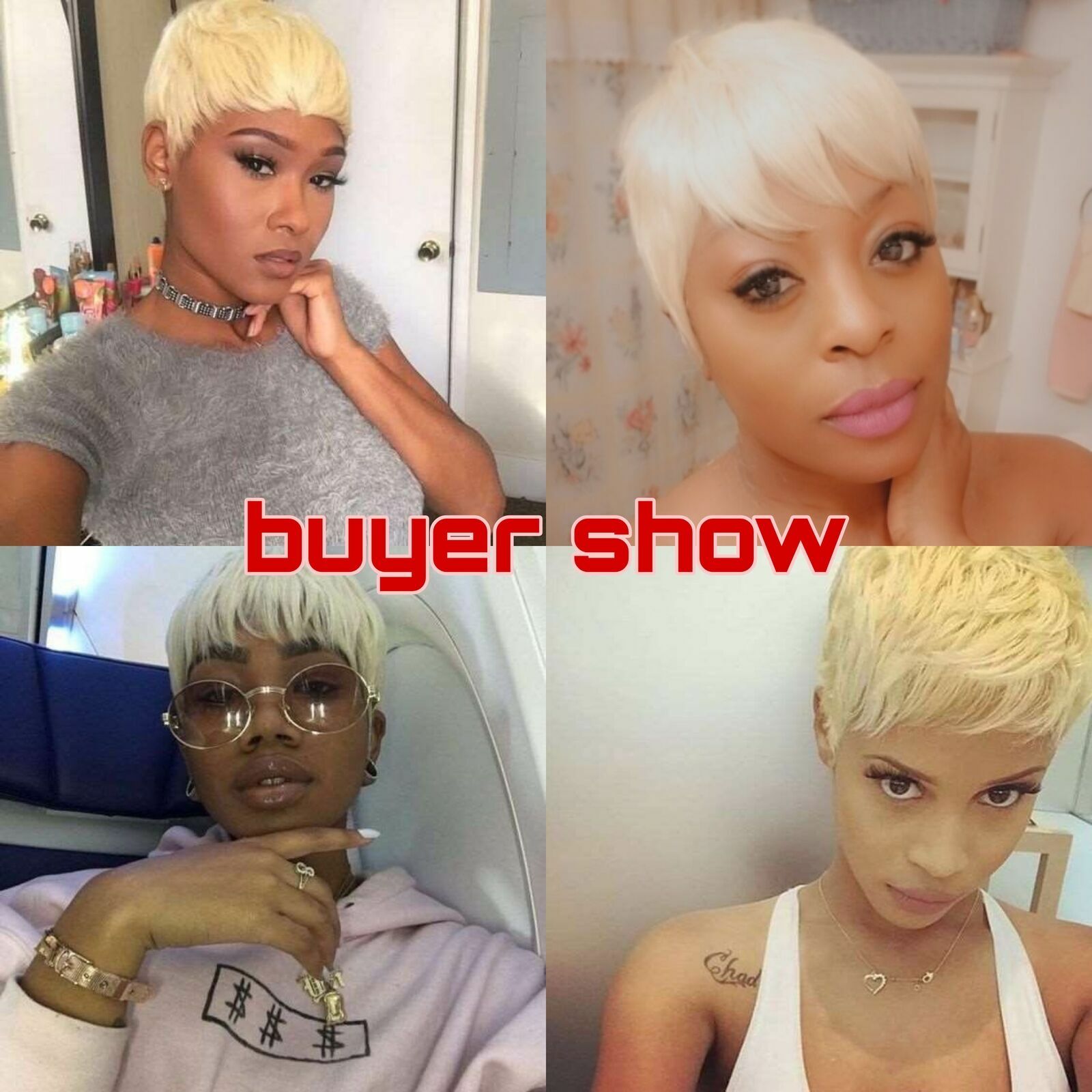 Short Pixie Haircut 100% Human Hair Short Blonde Wigs for Black Women None Lace