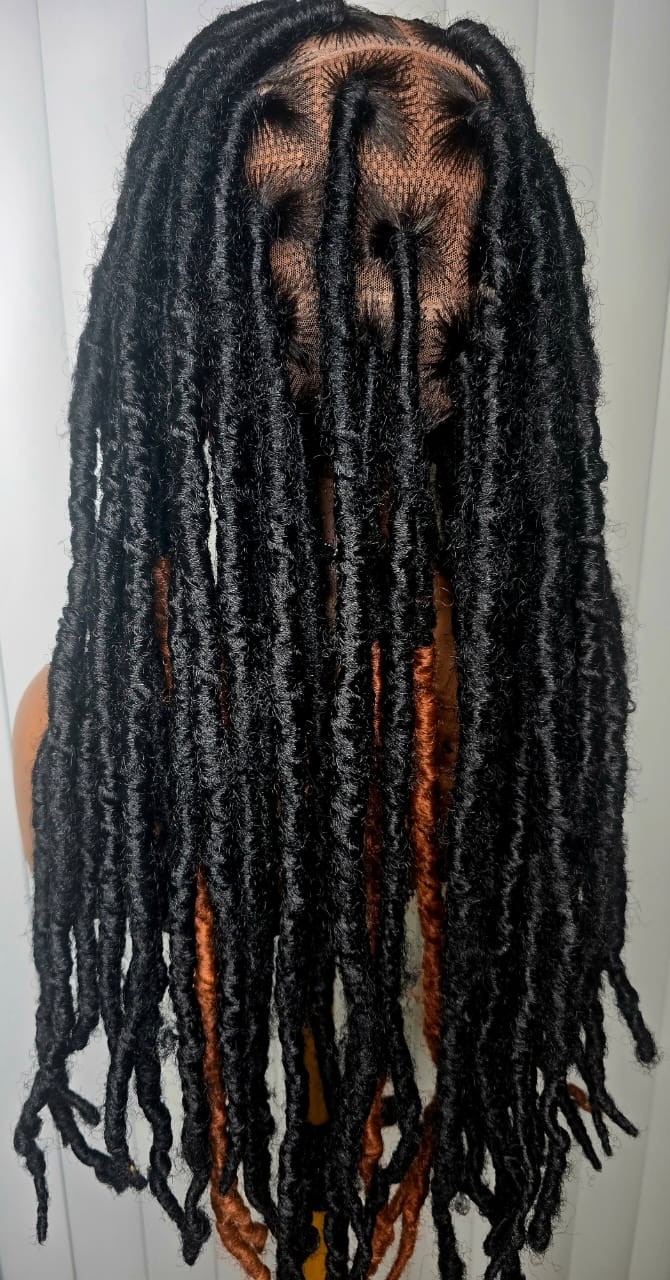 Black tint with brown dreadlock synthetic braided wig