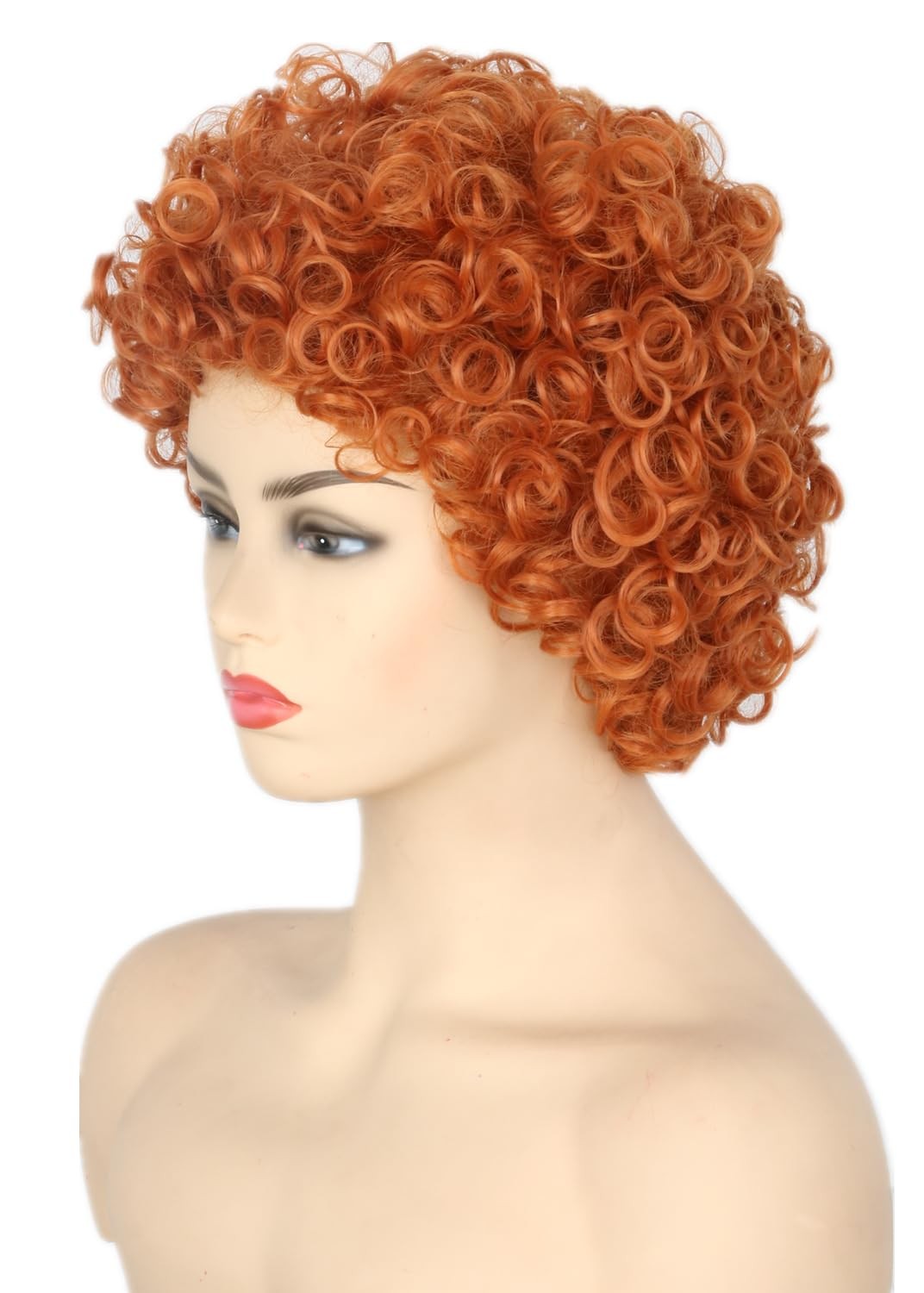 Women or Girls Annie Wig Reddish Brown Short Curly Afro Wig Halloween Costume…