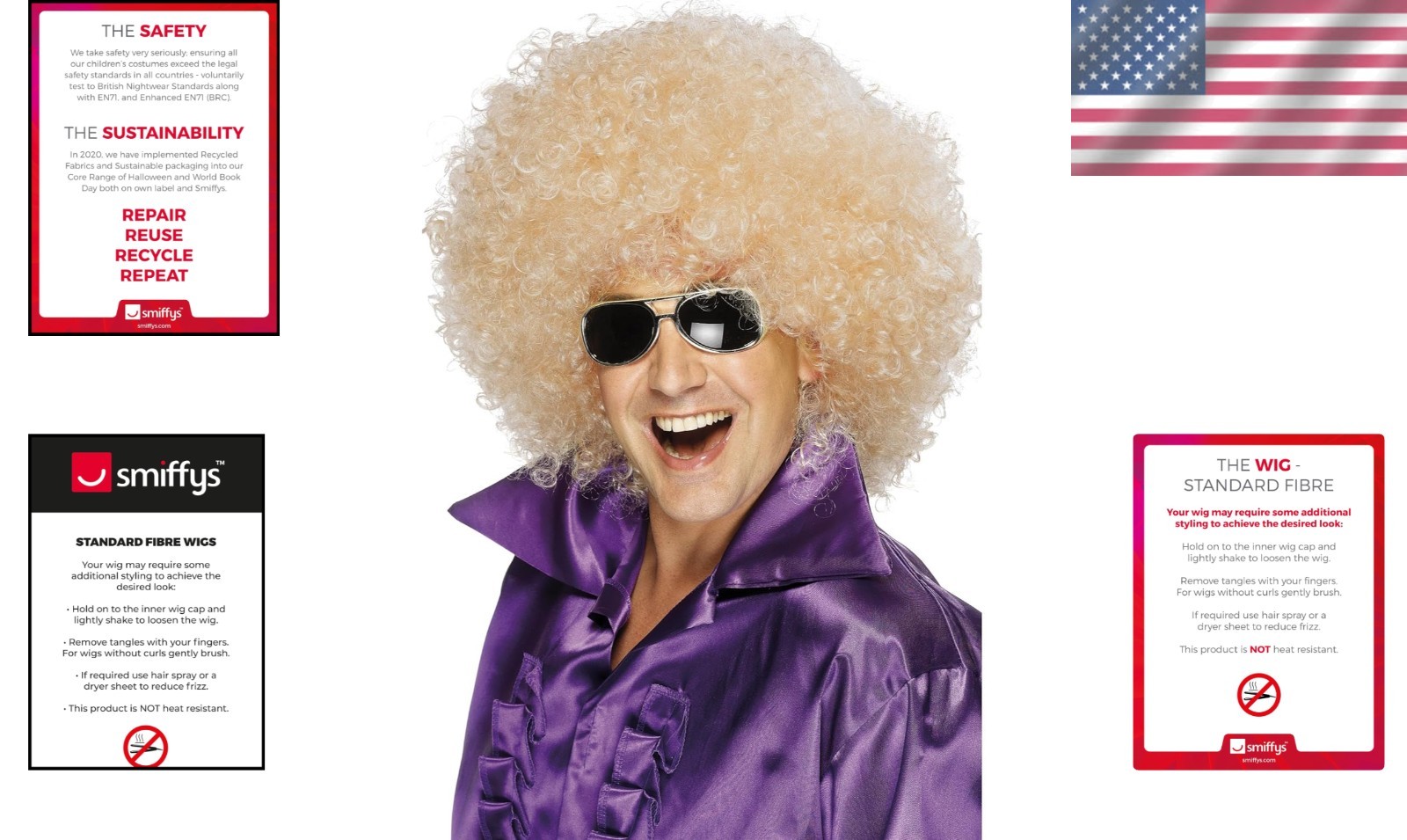 Smiffy’s Mega-Huge Blonde Afro Wig – 100% Polypropylene, Compliant & Safe