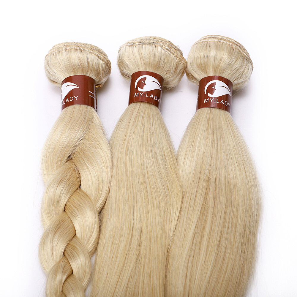 Blonde Human Hair 3 Bundles Remy Virgin Hair Extensions Straight Body Wave 300G