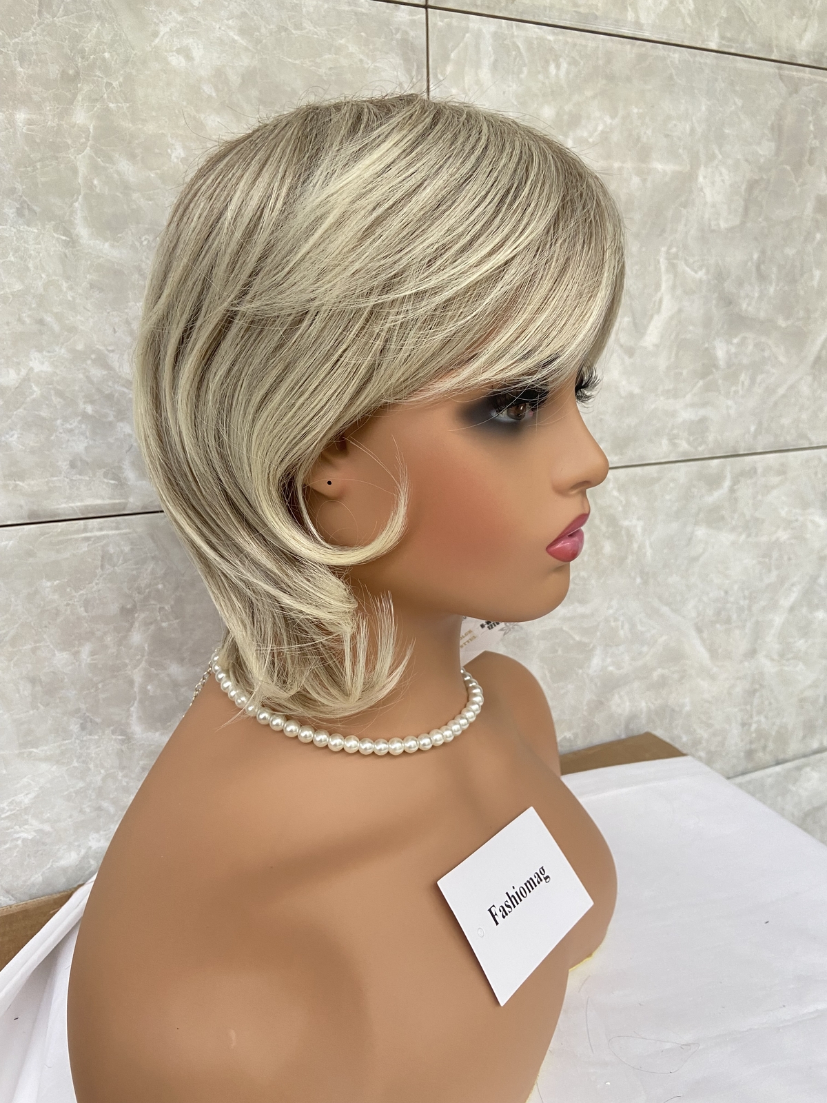 Short Straight 100% Human Hair Blonde Mix Wig Women Soft Natural