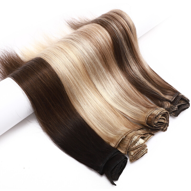 CLEARANCE Ombre Clip In 100% Real Human Hair Extensions Weft 8 Pieces Full Head
