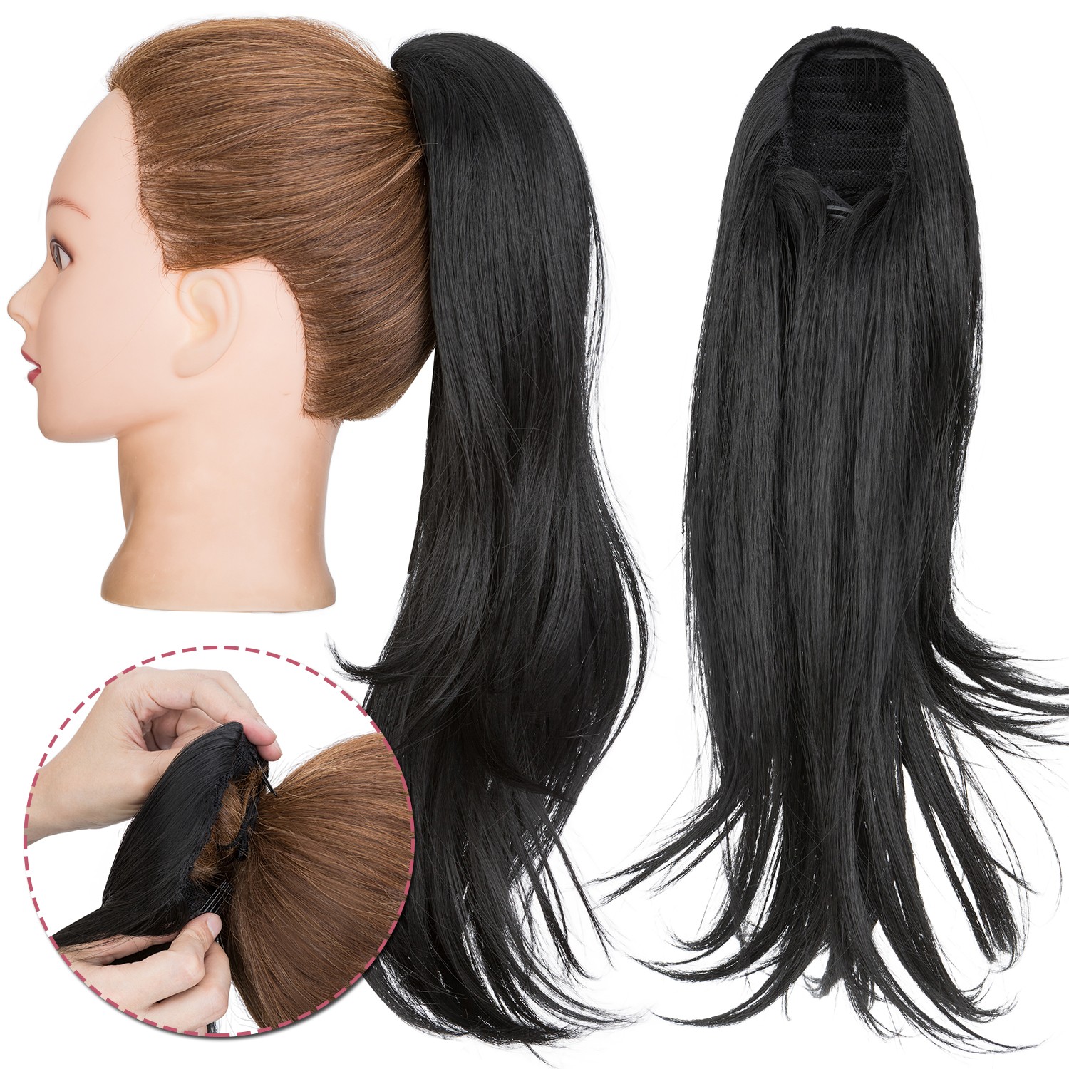 Drawstring Ponytail Clip Hair Extension Pony Tail Thick Hairpiece in AS Human US