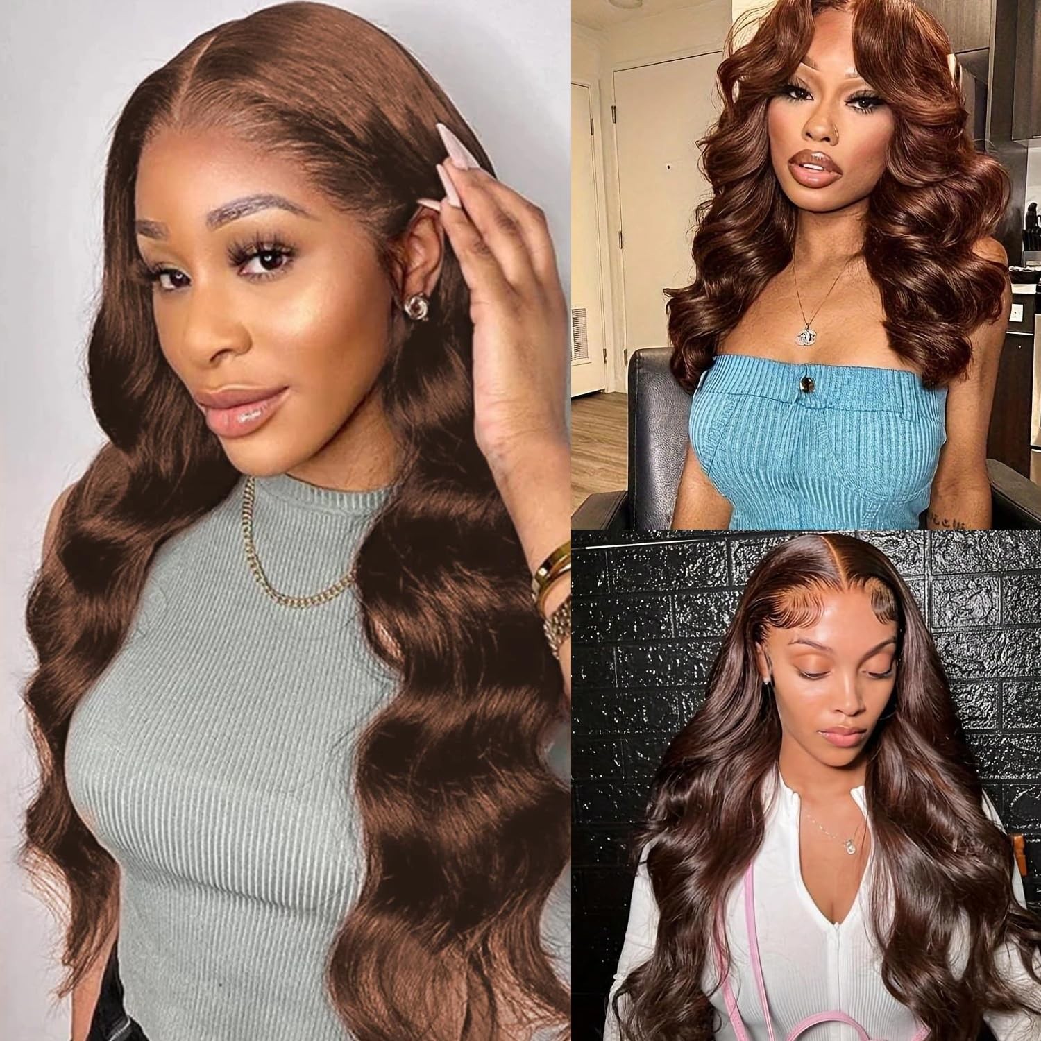 Isufer Chocolate Brown Lace Front Closure 4X4 Human Hair 20 Inch Body Wave