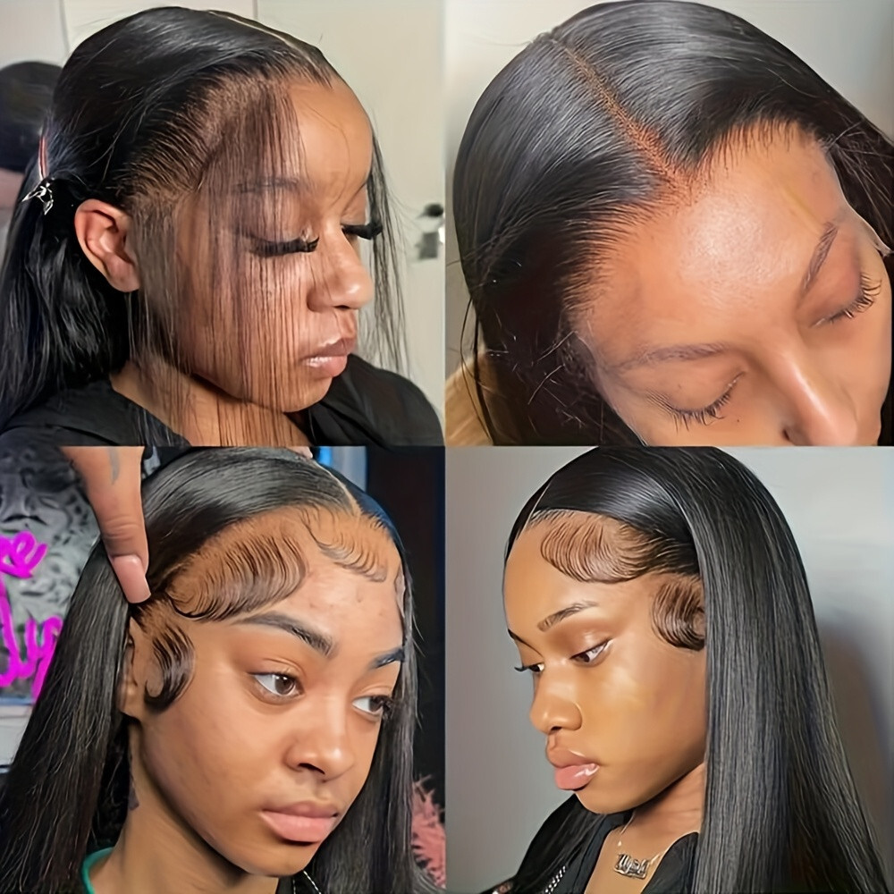 13×6 HD Long Straight Hair Natural Black Lace Front Wigs Women Party Heat Safe