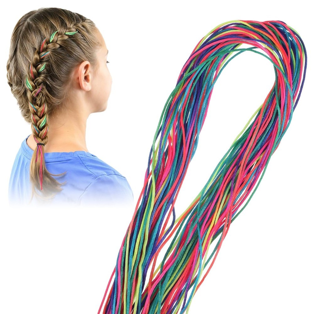 4Pcs 24″ Colored Braiding Hair Extensions +24Pcs Multi-color Hair Rope for Women