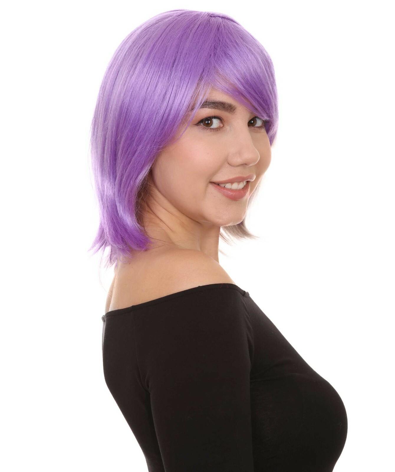 Shoulder Length Bob with Side Bangs Party Wig ,Premium Breathable Capless Cap.
