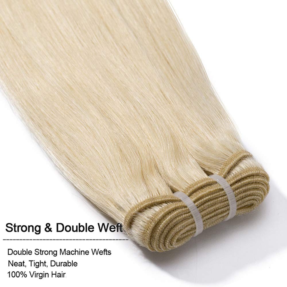 Weft Sew in Hair Extensions Double Weave 100% Russian Remy Human Hair Full Head