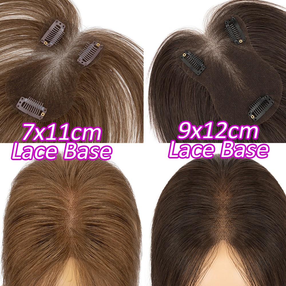 CLEARANCE 100% Remy Human Hair Topper Hairpiece Clip In Silk Lace Base Toupee US