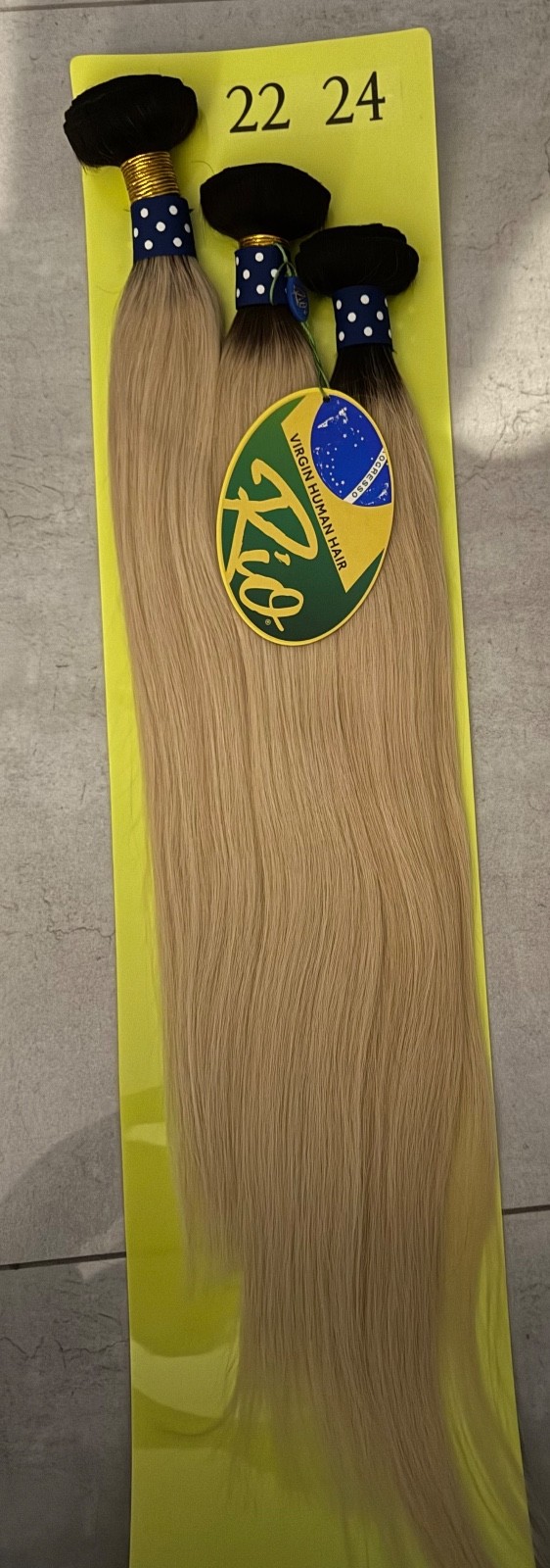 Rio 100% Virgin Remy Hair Ombre Color 20”22”24” T1B/613