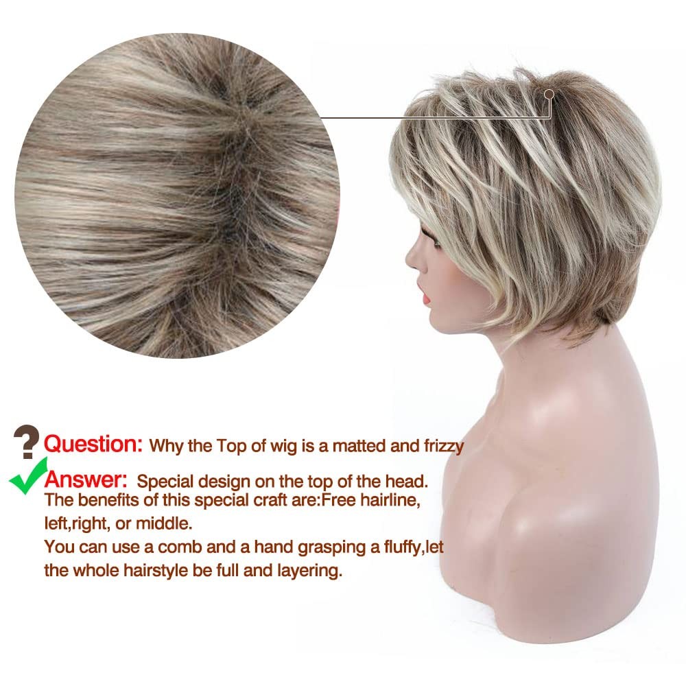 Rosa Star Short Wig Ombre Brown Mixed 1 Count (Pack of 1), Blonde