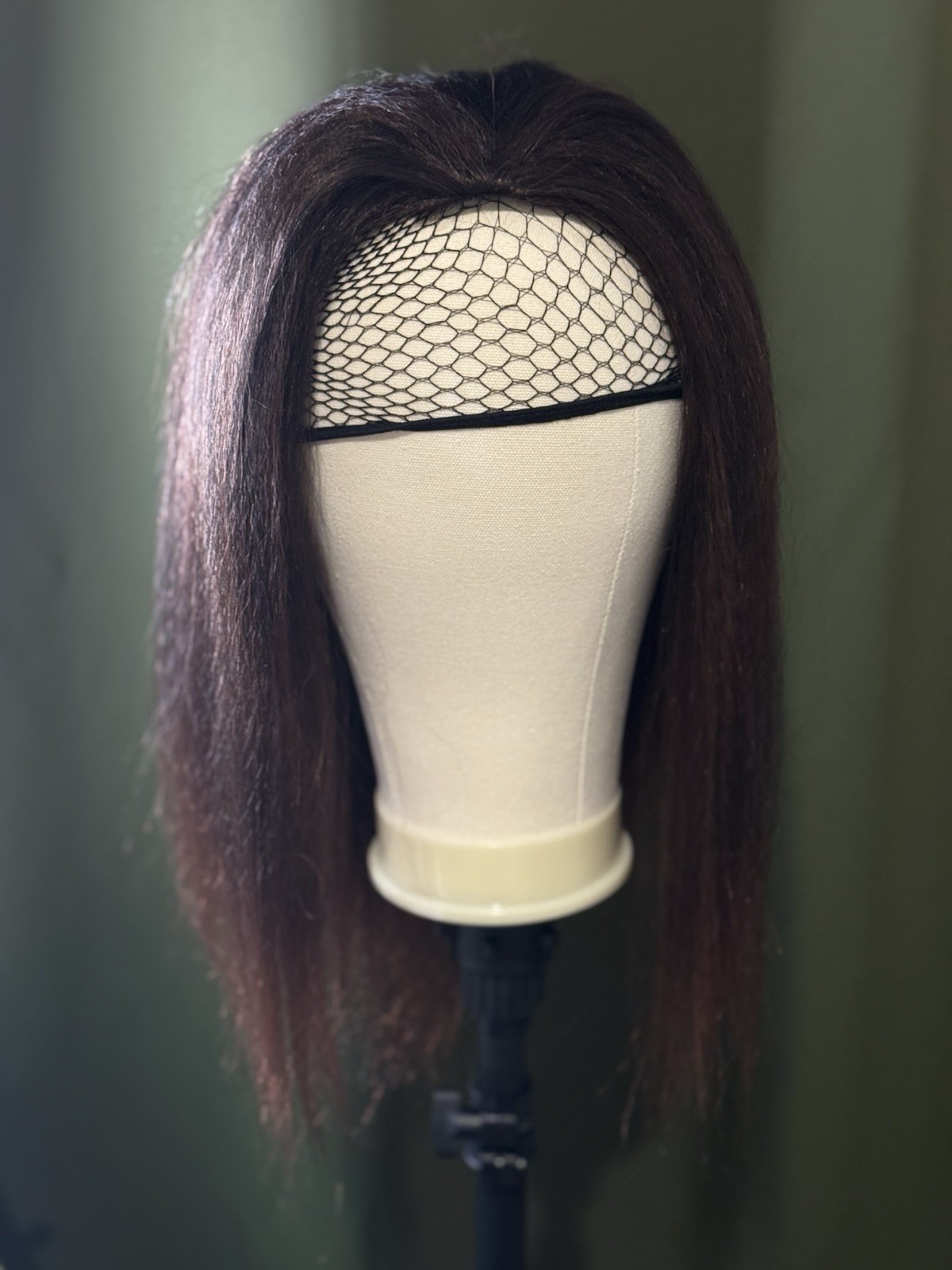 Soft Brown Wig with Red Undertone Slightly Wavy Medium Length Natural Look