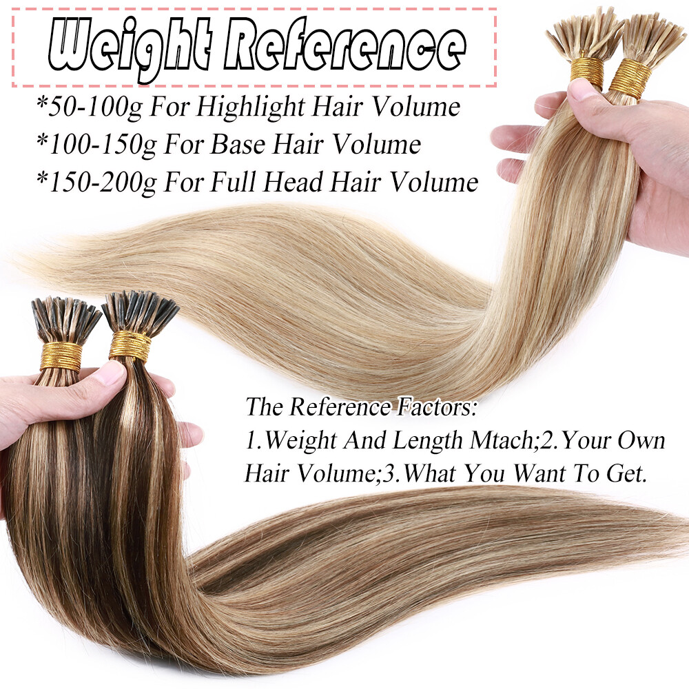 Highlight Balayage Thick Bonds Micro Ring Stick I Tip Remy Human Hair Extensions