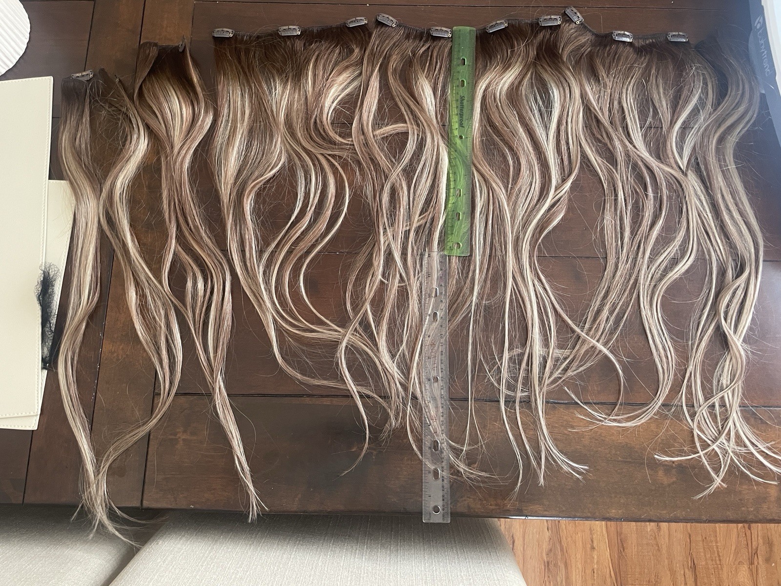 Full Shine Clip-In Human Hair Extensions Seamless Balayage 22in 130g 6pcs
