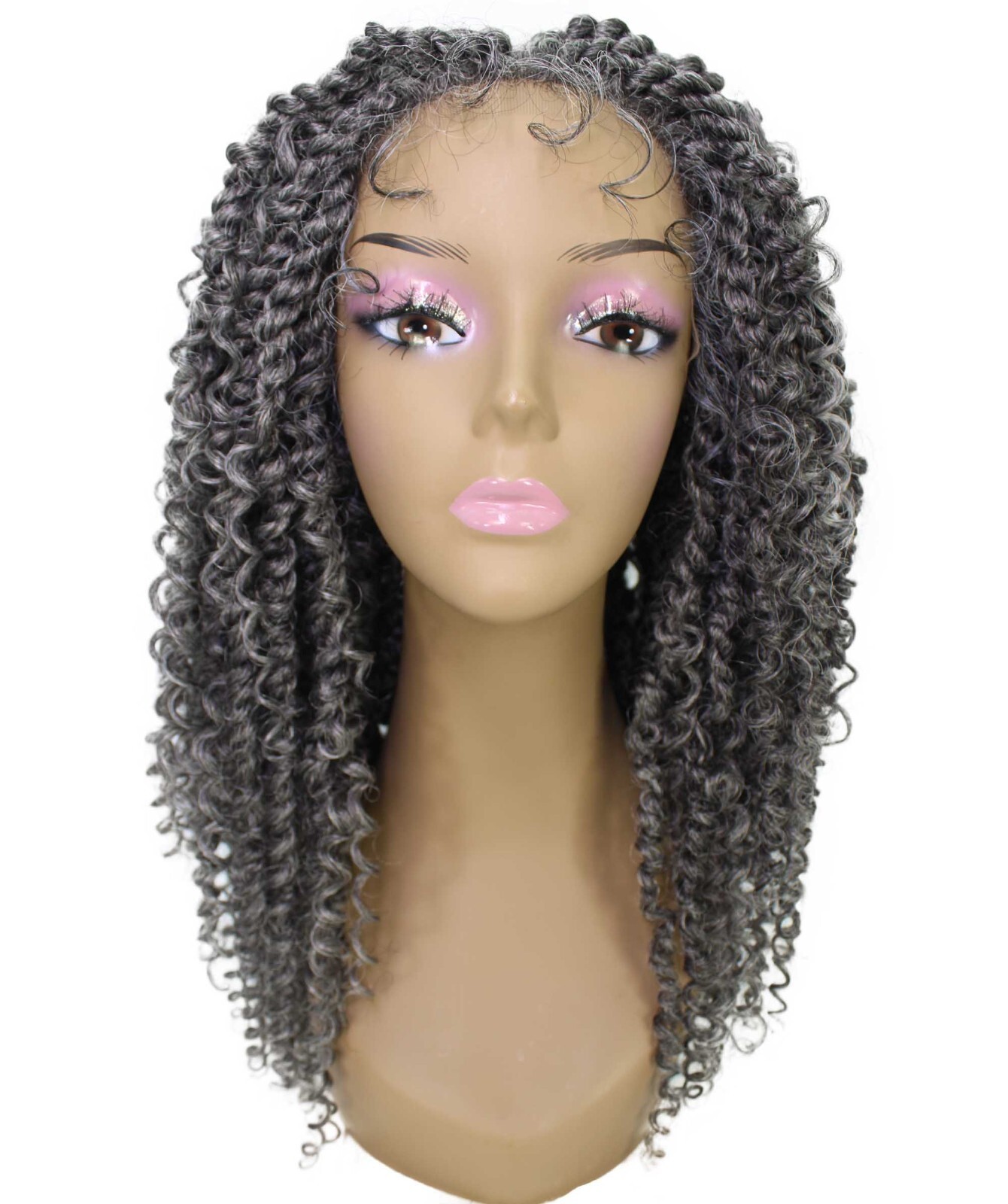 LUXLUXE Tierra Curly 19″ Long 4×4 Hand Tied Lace Braided Wig, BLB-0141