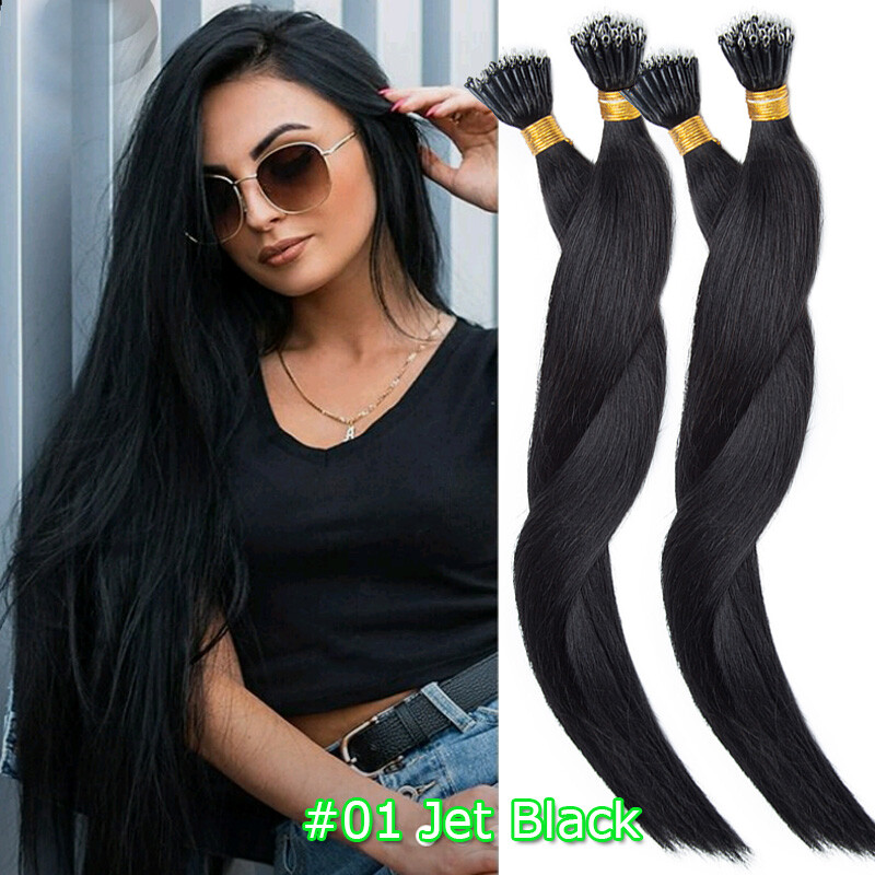 NANO RING BEANS 150G Real Remy Human Hair Extensions Thick Full Head Loop Tip US