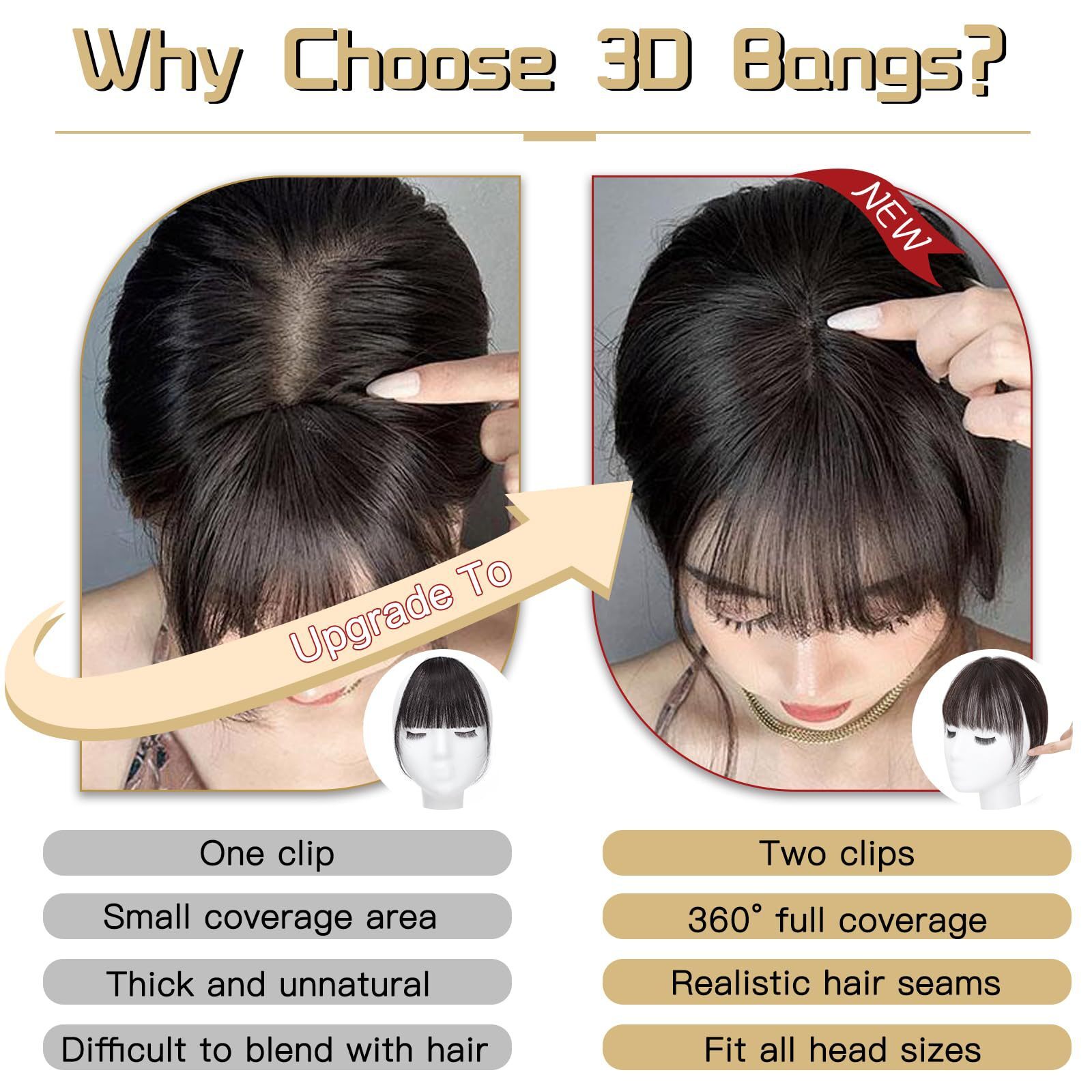 Golden T Piece Hair Topper Hand Tied 3D Bangs 10inch Real Human Hair Brown Black
