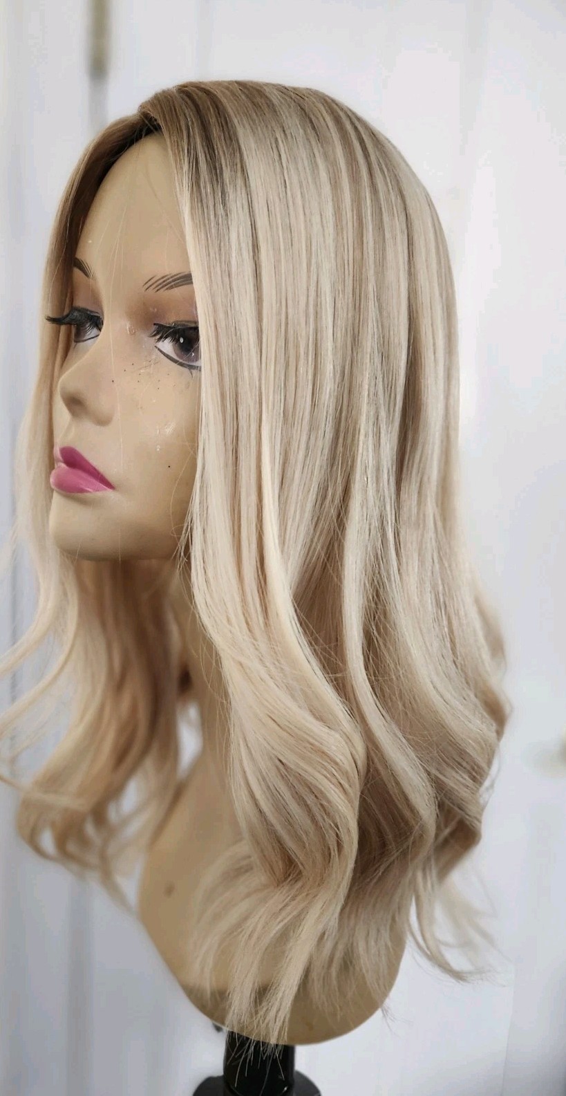 100% HUMAN HAIR SILK TOP LIGHT BLONDE TOPPER /DIMENSION 8″x8″ 18″ LONG