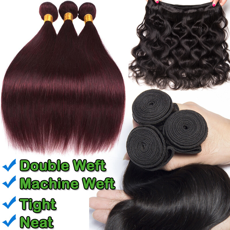7A Brazilian Virgin Human Hair Weave Weft Straight Body Wave 3 Bundles Color LC
